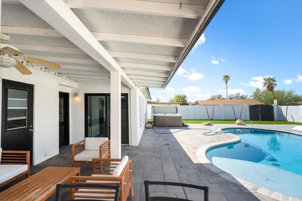 Backyard Seating with Hot Tub